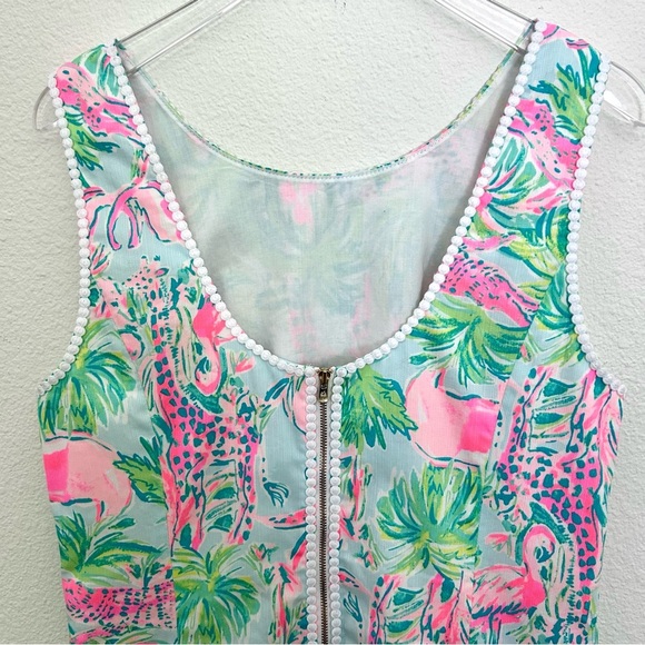 Lilly Pulitzer Mila Dress Seasalt Blue Animal Parade Scallop Trim Pink Size 6 - Picture 1 of 14